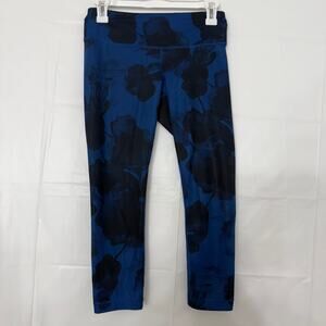 Lululemon Womens Sz 4 Wunder Under Pant Full On Luxtreme Blue Inky Floral Black